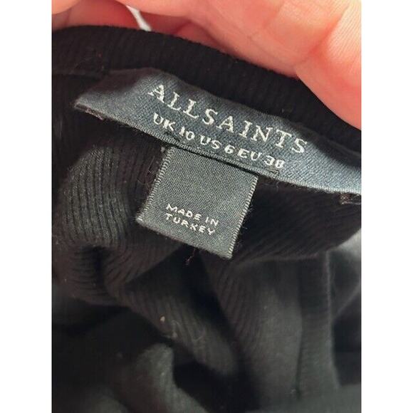All Saints Womens Jamie Bodysuit Sleeveless High Neck Racerback Ribbed Black 6 - Picture 6 of 8